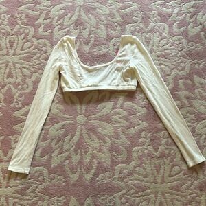 Edikted Style 2003 White Ribbed‎ Long Sleeve Crop Top Size S